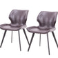 Set of Two Dark Brown And Black Upholstered Faux Leather Dining Side Chairs