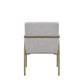 Light Gray And Brass Upholstered Fabric Dining Arm Chair
