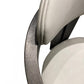 Light Gray And Dark Gray Upholstered Faux Leather Open Back Dining Arm Chair