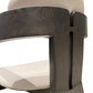 Light Gray And Dark Gray Upholstered Faux Leather Open Back Dining Arm Chair