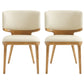 Set of Two Beige And Brown Upholstered Faux Leather King Louis Back Dining Side Chairs