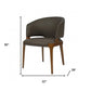 Dark Gray And Brown Upholstered Faux Leather Wing Back Dining Arm Chair