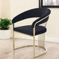 Black And Gold Upholstered Velvet Open Back Dining Arm Chair