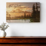 14" X 24" Brown Lord How Majestic Religious Wood Plank Wall Decor