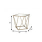 24" Champagne And Silver Glass And Metal Square Mirrored End Table