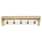 32" Natural Wood Five Hook Wall Mount Coat Rack