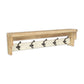 32" Natural Wood Five Hook Wall Mount Coat Rack