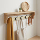 32" Natural Wood Five Hook Wall Mount Coat Rack