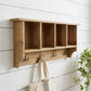 30" Natural Wood Four Hook Wall Mount Coat Rack
