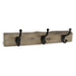 19" Brown Natural Rustic Live Edge Wood Three Hook Wall Mount Coat Rack