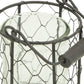 5" Clear and Brown Metal Tabletop Lantern Candle Holder