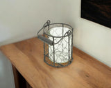 5" Clear and Brown Metal Tabletop Lantern Candle Holder