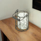 5" Clear and Brown Metal Tabletop Lantern Candle Holder