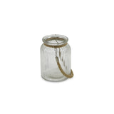 6" Brown And Clear Glass Tabletop Lantern Candle Holder