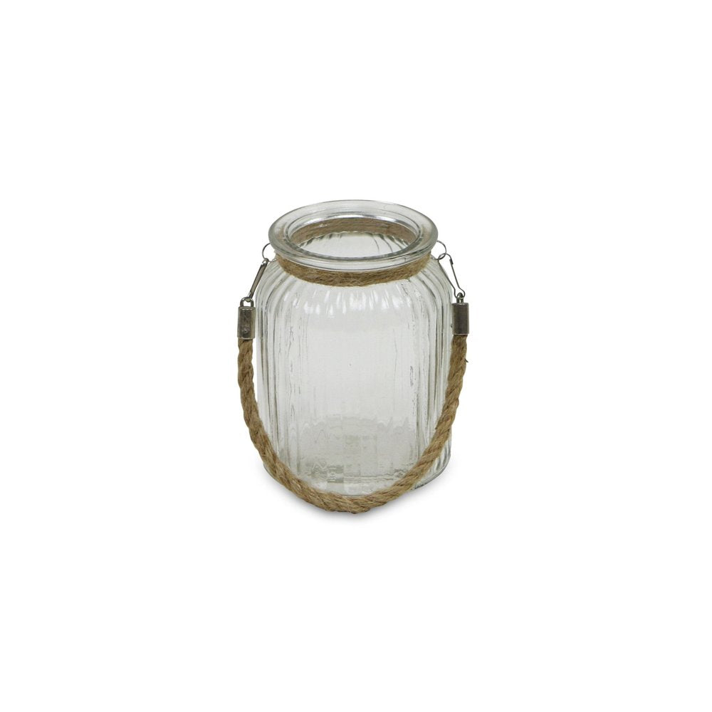 6" Clear and Brown Glass Tabletop Lantern Candle Holder