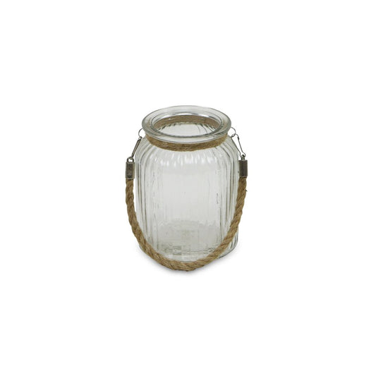 6" Clear and Brown Glass Tabletop Lantern Candle Holder