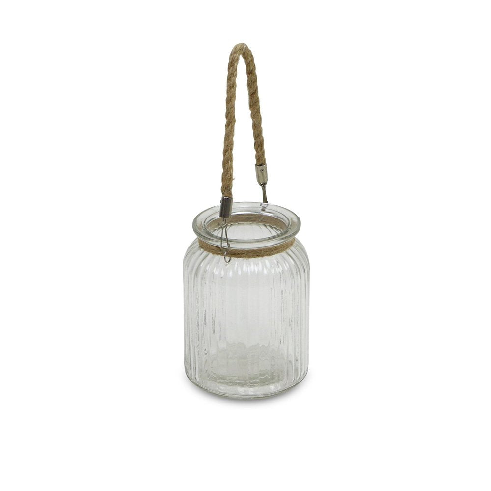 6" Clear and Brown Glass Tabletop Lantern Candle Holder