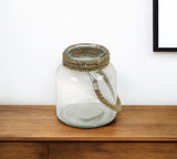 6" Clear and Brown Glass Tabletop Lantern Candle Holder