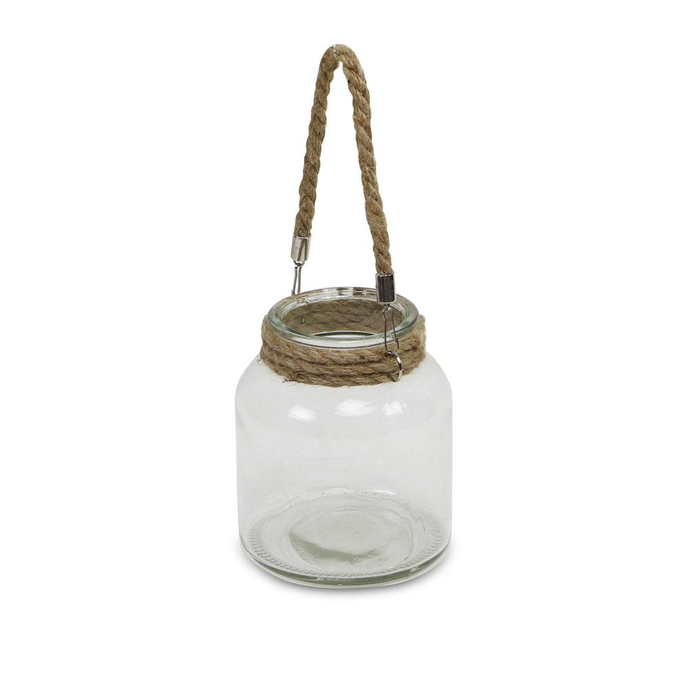 6" Clear and Brown Glass Tabletop Lantern Candle Holder