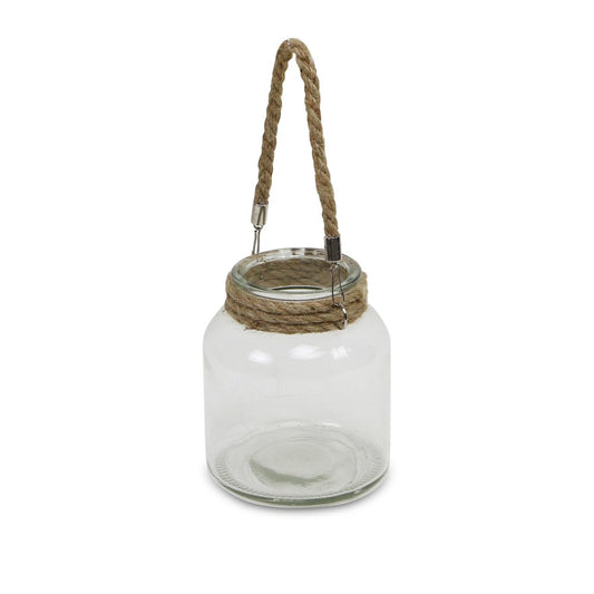6" Clear and Brown Glass Tabletop Lantern Candle Holder