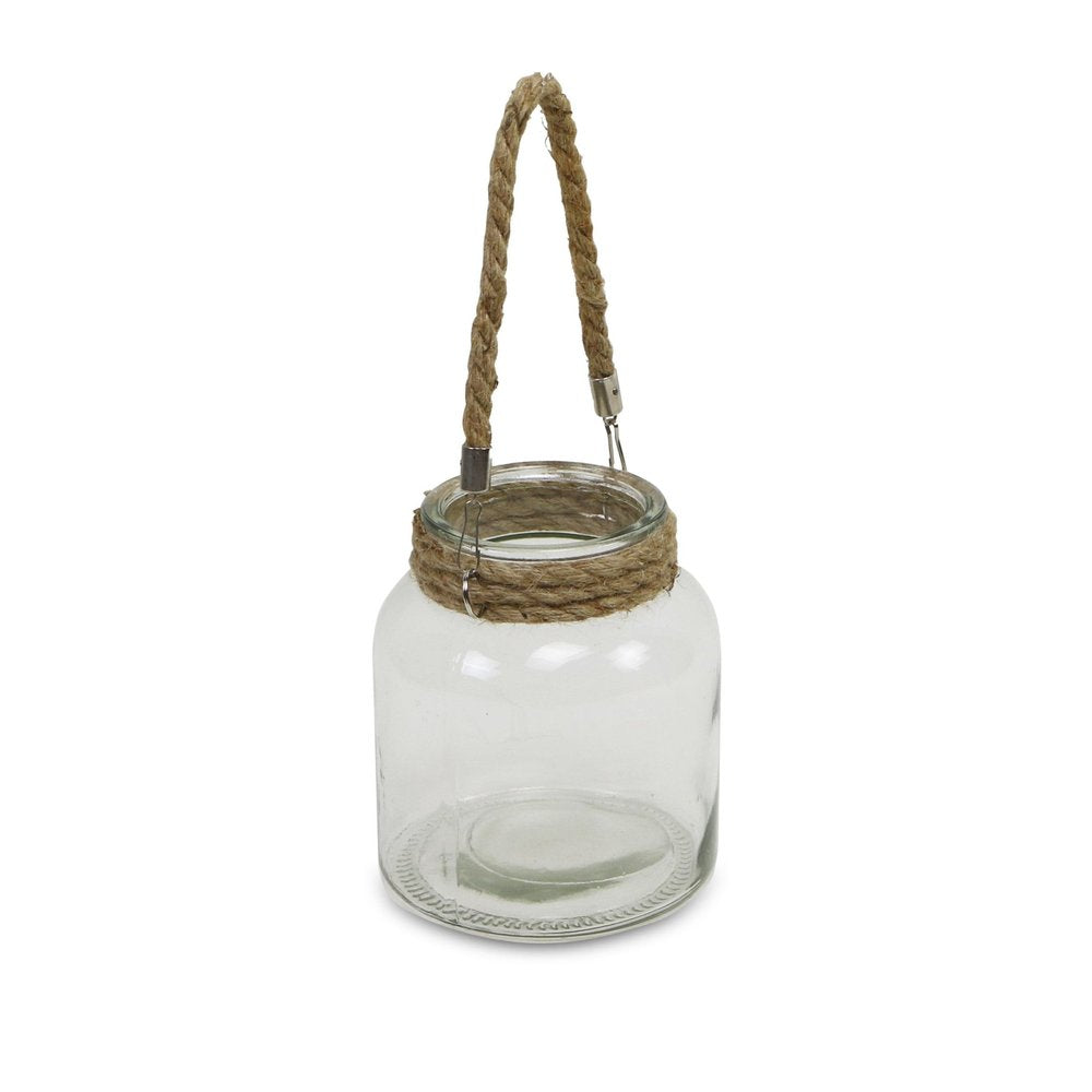 6" Clear and Brown Glass Tabletop Lantern Candle Holder