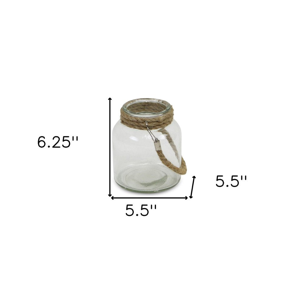 6" Clear and Brown Glass Tabletop Lantern Candle Holder