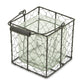6" Clear and Brown Glass and Metal Lattice Tabletop Lantern Candle Holder