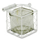 4" White Glass and Metal Lattice Tabletop Lantern Candle Holder