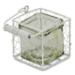 4" White Glass and Metal Lattice Tabletop Lantern Candle Holder