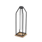 12" Black Clear And Natural Metal Glass And Wood Posy Test Tube Table Vase
