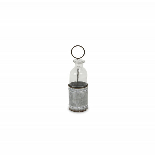 8" Gray Glass Decorative Bottle Tabletop Sculpture