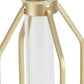11" Gold Clear And Natural Metal Glass And Wood Test Tube Table Vase