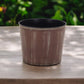 7" Brown and Ivory Textural Tone On Tone Recycled Plastic Indoor Outdoor Round Pot Planter