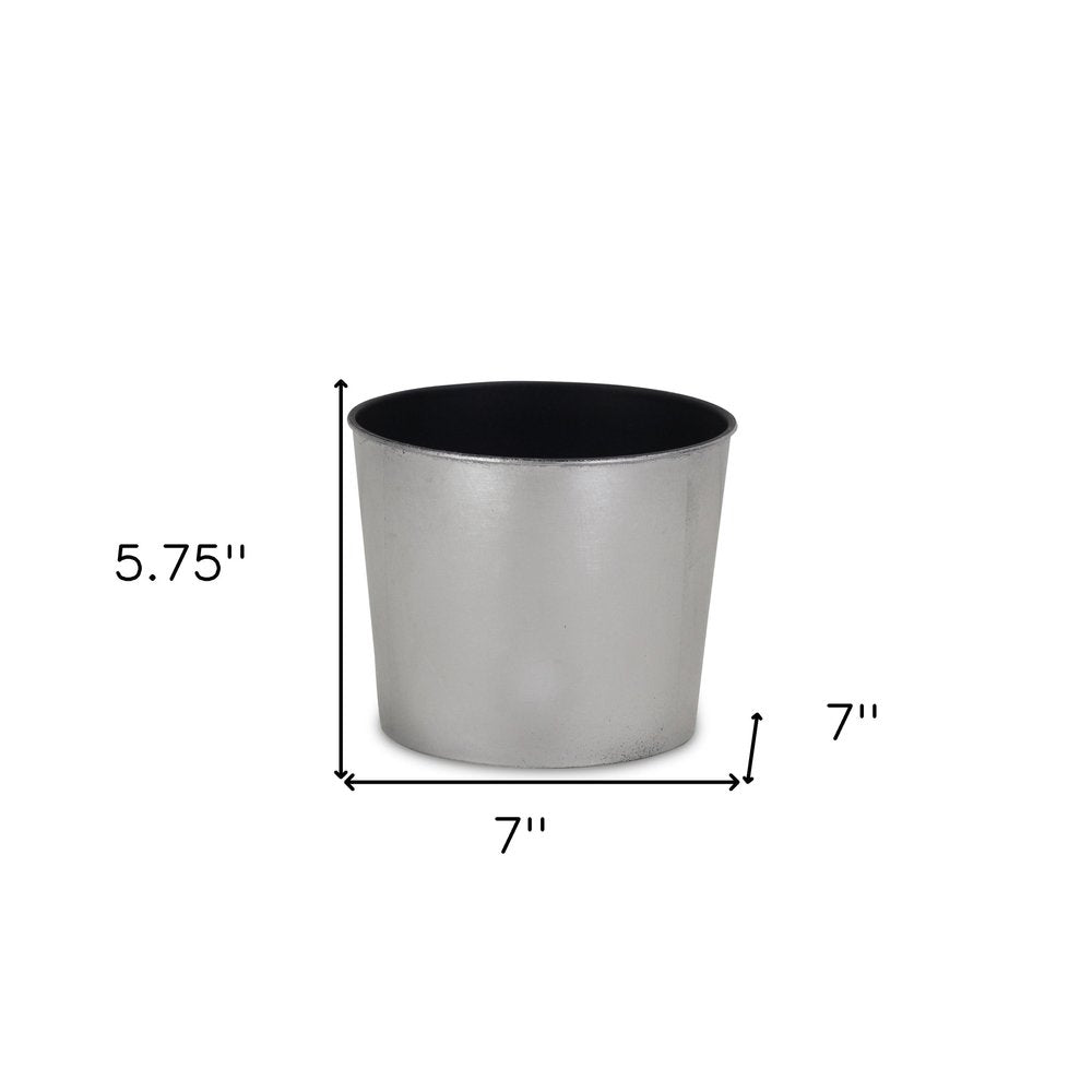 7" Silver Recycled Plastic Indoor Outdoor Round Pot Planter