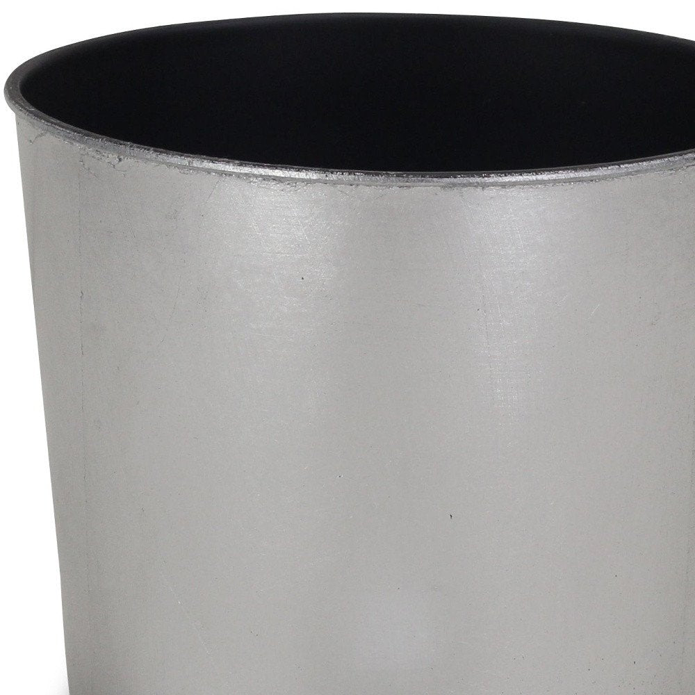 7" Silver Recycled Plastic Indoor Outdoor Round Pot Planter