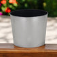 7" Silver Recycled Plastic Indoor Outdoor Round Pot Planter