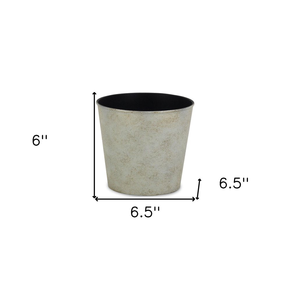 7" Silver Recycled Plastic Indoor Outdoor Round Pot Planter