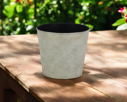 7" Silver Recycled Plastic Indoor Outdoor Round Pot Planter