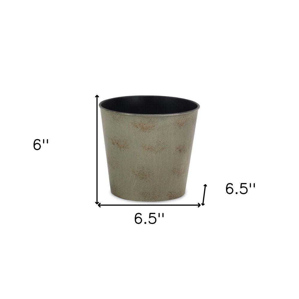 7" Gray Recycled Plastic Indoor Outdoor Round Pot Planter