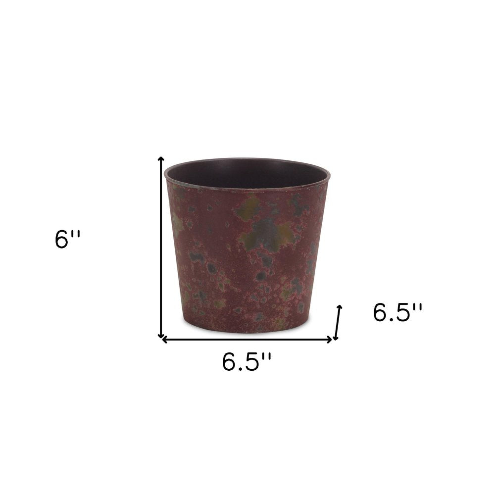 7" Red Recycled Plastic Indoor Outdoor Round Pot Planter