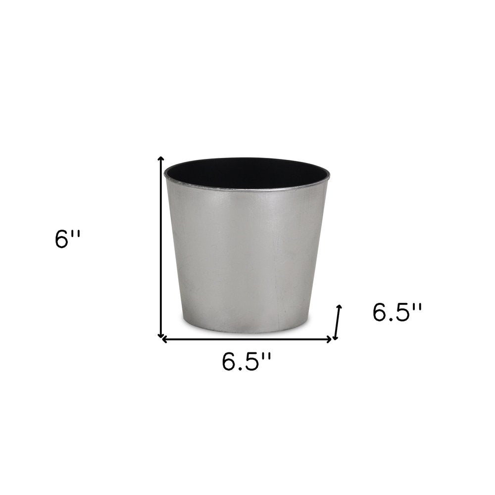 7" Silver Recycled Plastic Indoor Outdoor Round Pot Planter