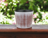 6" Brown and Ivory Textural Tone On Tone Recycled Plastic Indoor Outdoor Round Pot Planter