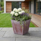 5" Brown and Off White Textural Tone On Tone Recycled Plastic Indoor Outdoor Square Pot Planter