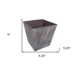5" Brown and Off White Textural Tone On Tone Recycled Plastic Indoor Outdoor Square Pot Planter