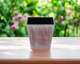 5" Brown and Off White Textural Tone On Tone Recycled Plastic Indoor Outdoor Square Pot Planter