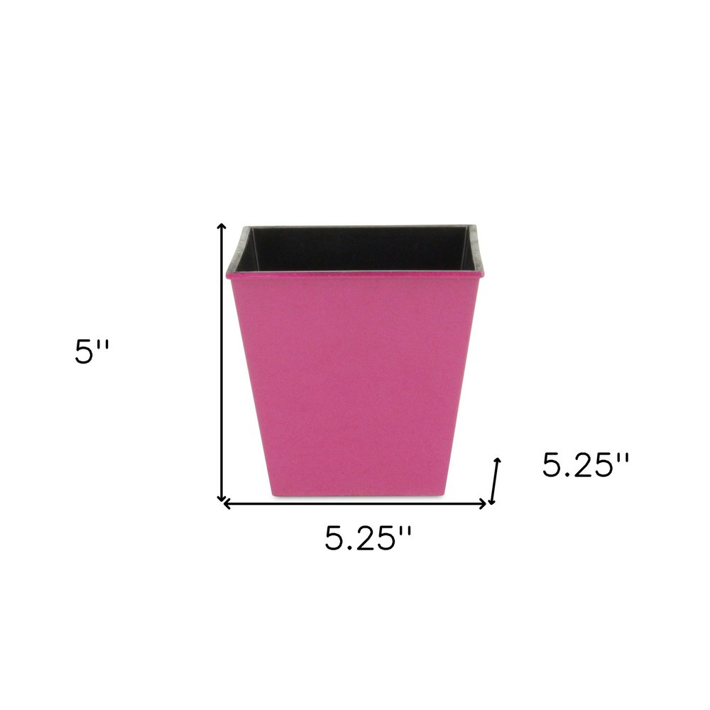 5" Hot Pink Recycled Plastic Indoor Outdoor Square Pot Planter