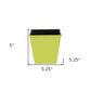 5" Lime Green Recycled Plastic Indoor Outdoor Square Pot Planter