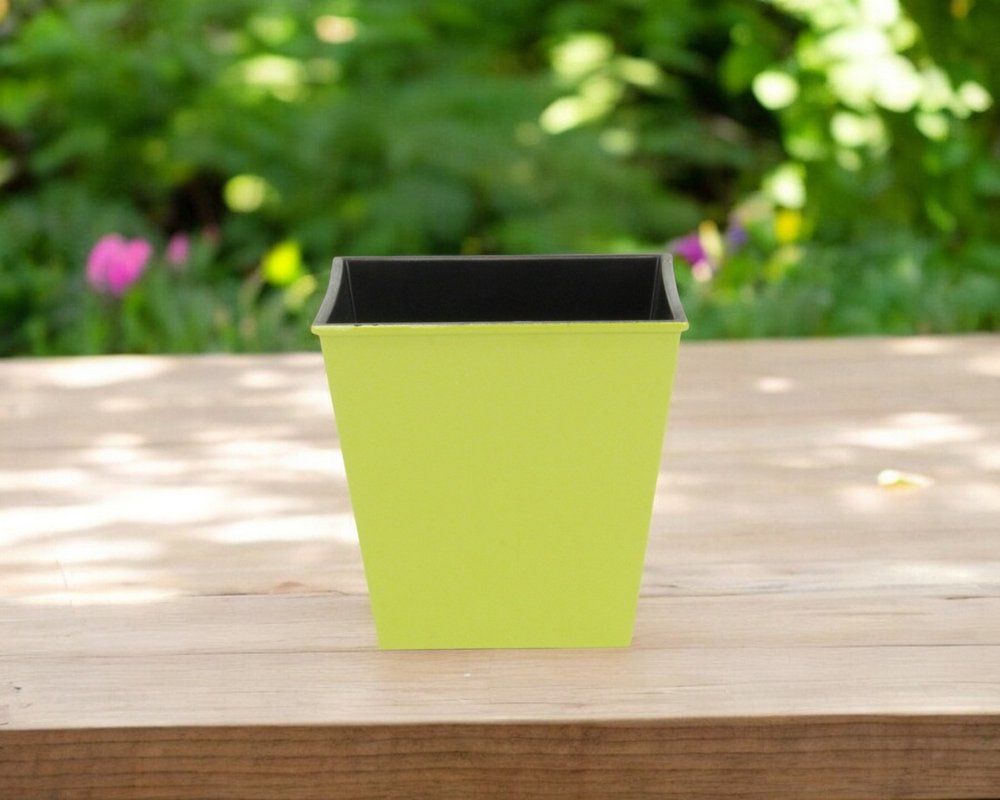 5" Lime Green Recycled Plastic Indoor Outdoor Square Pot Planter