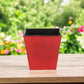5" Red Recycled Plastic Indoor Outdoor Square Pot Planter