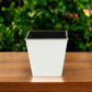 5" Silver Recycled Plastic Indoor Outdoor Square Pot Planter